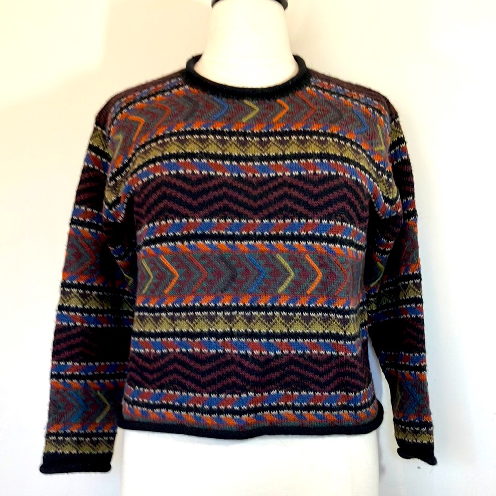 Peruvian Connection alpaca crewneck knitted pullover sz L.